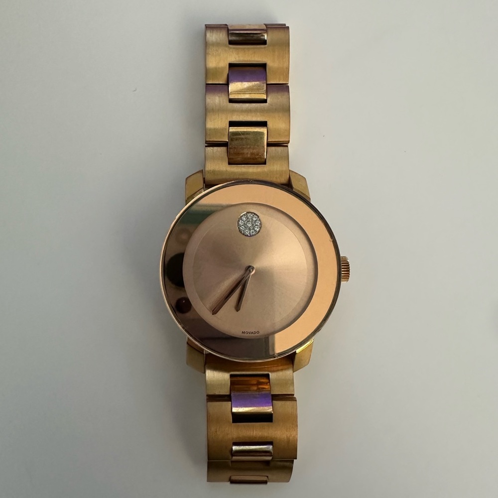 Movado BOLD Ceramic 36mm pale Rose Gold Watch